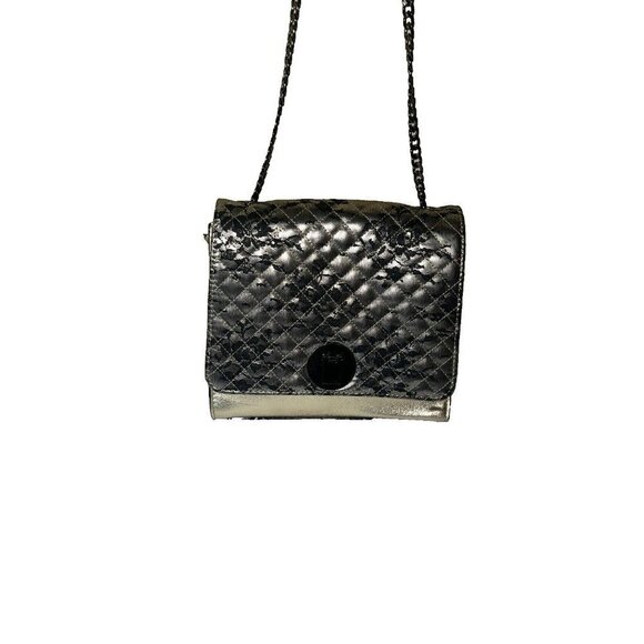 Gianni Bernini gold Leather Shoulder bag Chain Strap interchangeable zip off - Picture 1 of 13